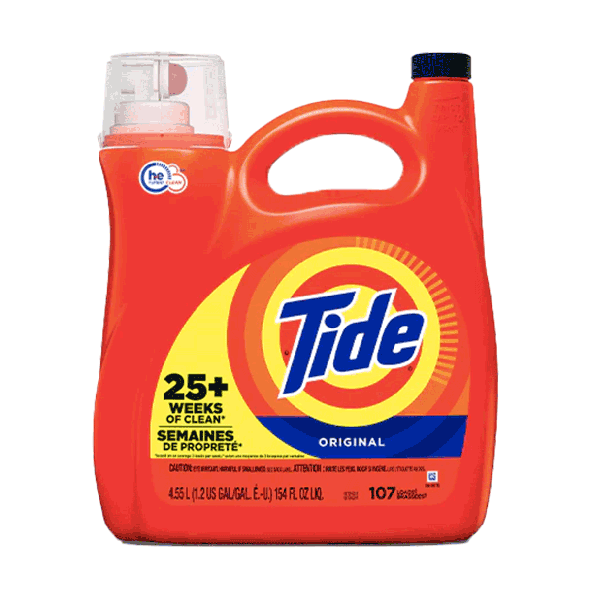 Detergente líquido concentrado para ropa Tide Original 4,55 litros (107 cargas)