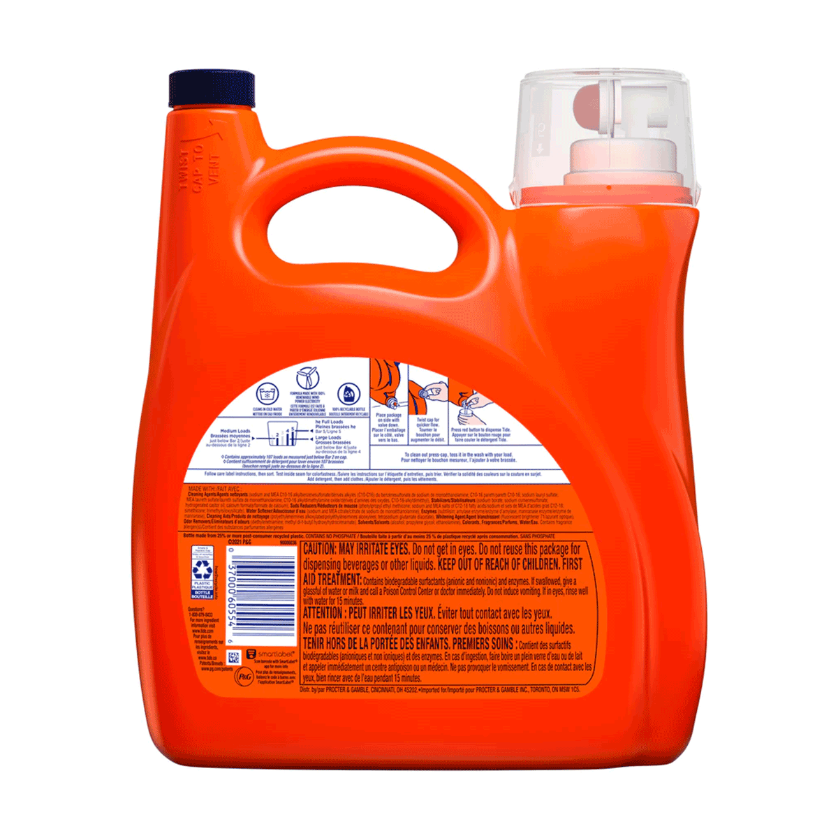 Detergente líquido concentrado para ropa Tide Original 4,55 litros (107 cargas)