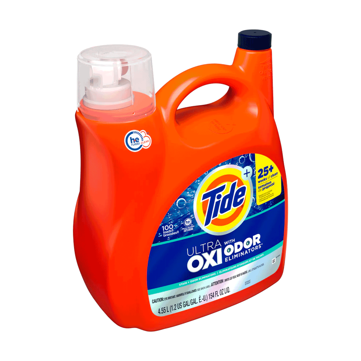 Detergente líquido concentrado para ropa Tide Ultra Oxi Odor Eliminator 4,55 litros (100 cargas)