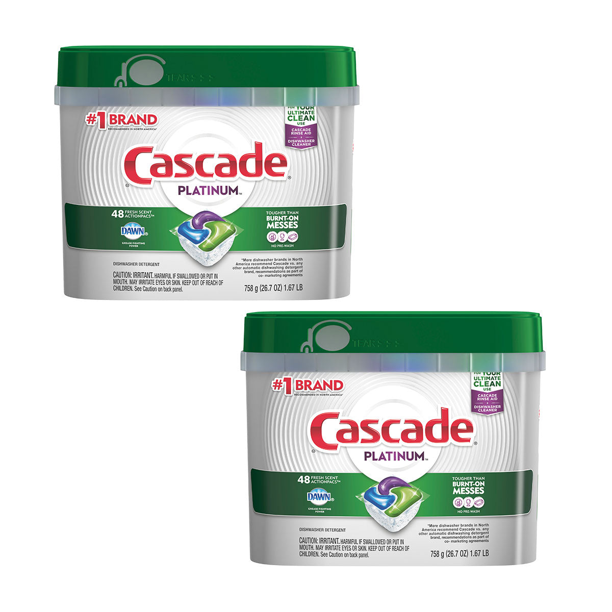 Pack Detergente lavavajillas Cascade Platinum (48 cápsulas ActionPacs) 2x $33.990